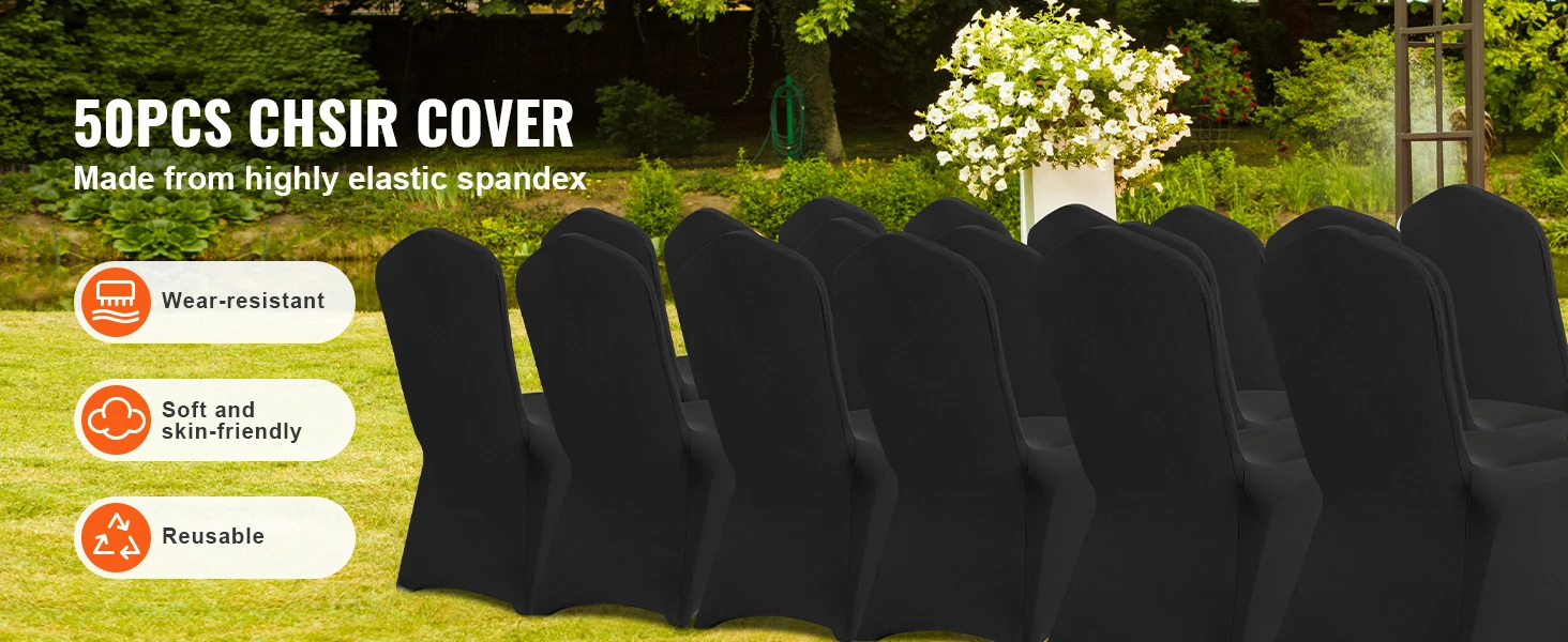 SucceBuy 50PCS Spandex Chair Cover for Wedding Party Universal Fitted Chair Cover Removable Washable Protective Slipcovers