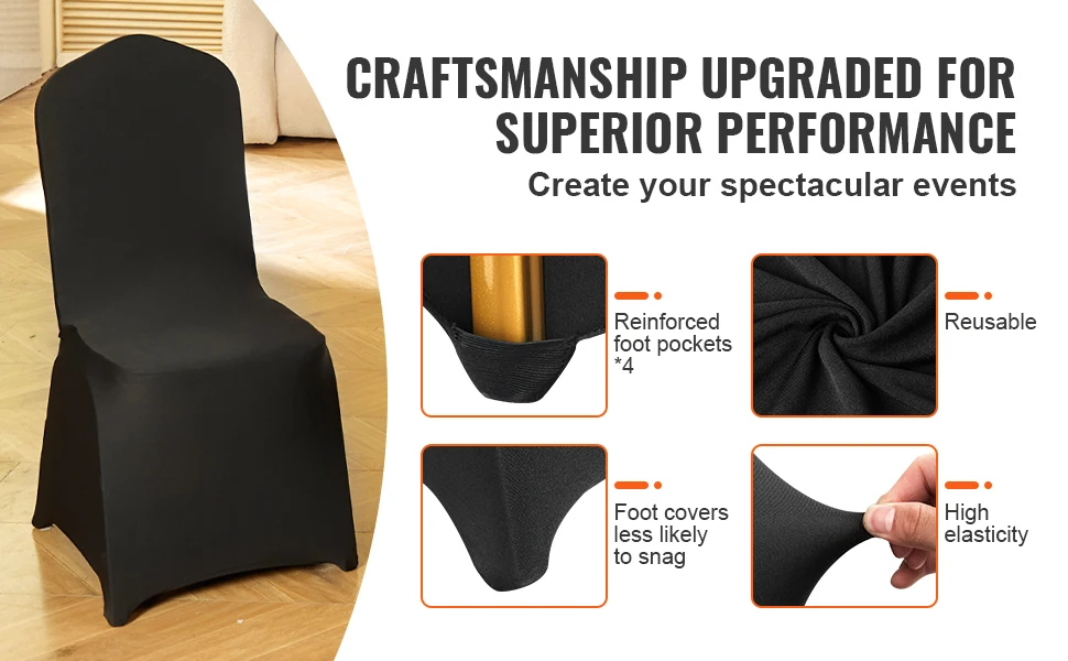 SucceBuy 50PCS Spandex Chair Cover for Wedding Party Universal Fitted Chair Cover Removable Washable Protective Slipcovers
