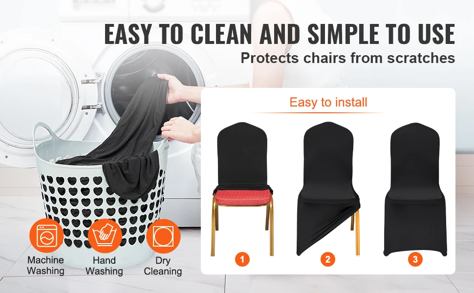 SucceBuy 50PCS Spandex Chair Cover for Wedding Party Universal Fitted Chair Cover Removable Washable Protective Slipcovers