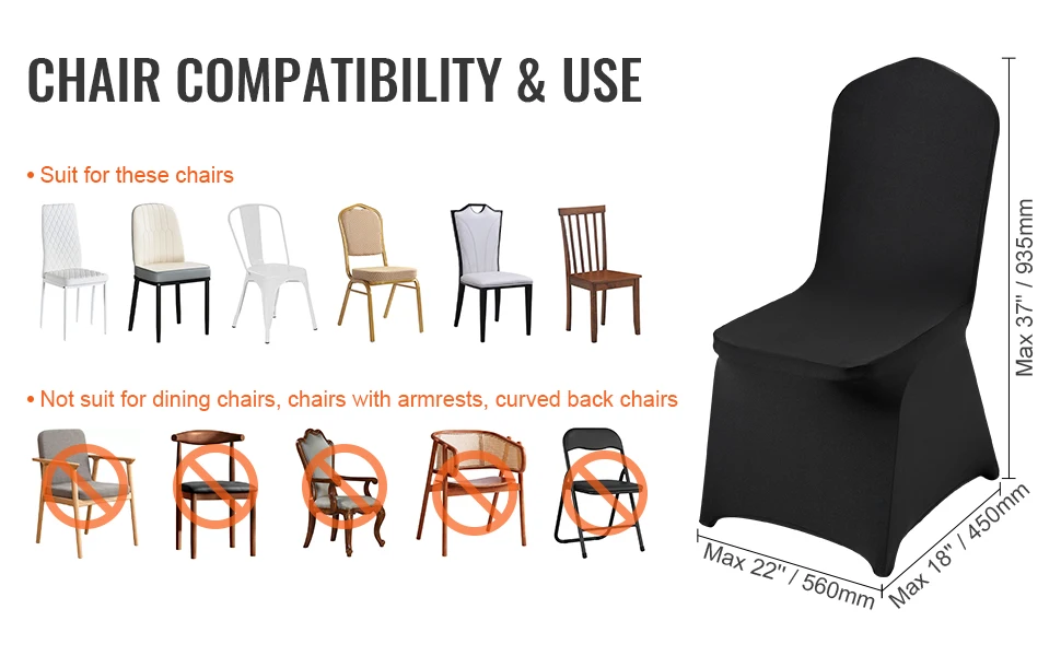 SucceBuy 50PCS Spandex Chair Cover for Wedding Party Universal Fitted Chair Cover Removable Washable Protective Slipcovers