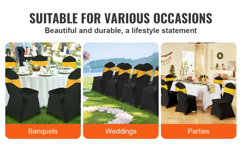 SucceBuy 50PCS Spandex Chair Cover for Wedding Party Universal Fitted Chair Cover Removable Washable Protective Slipcovers
