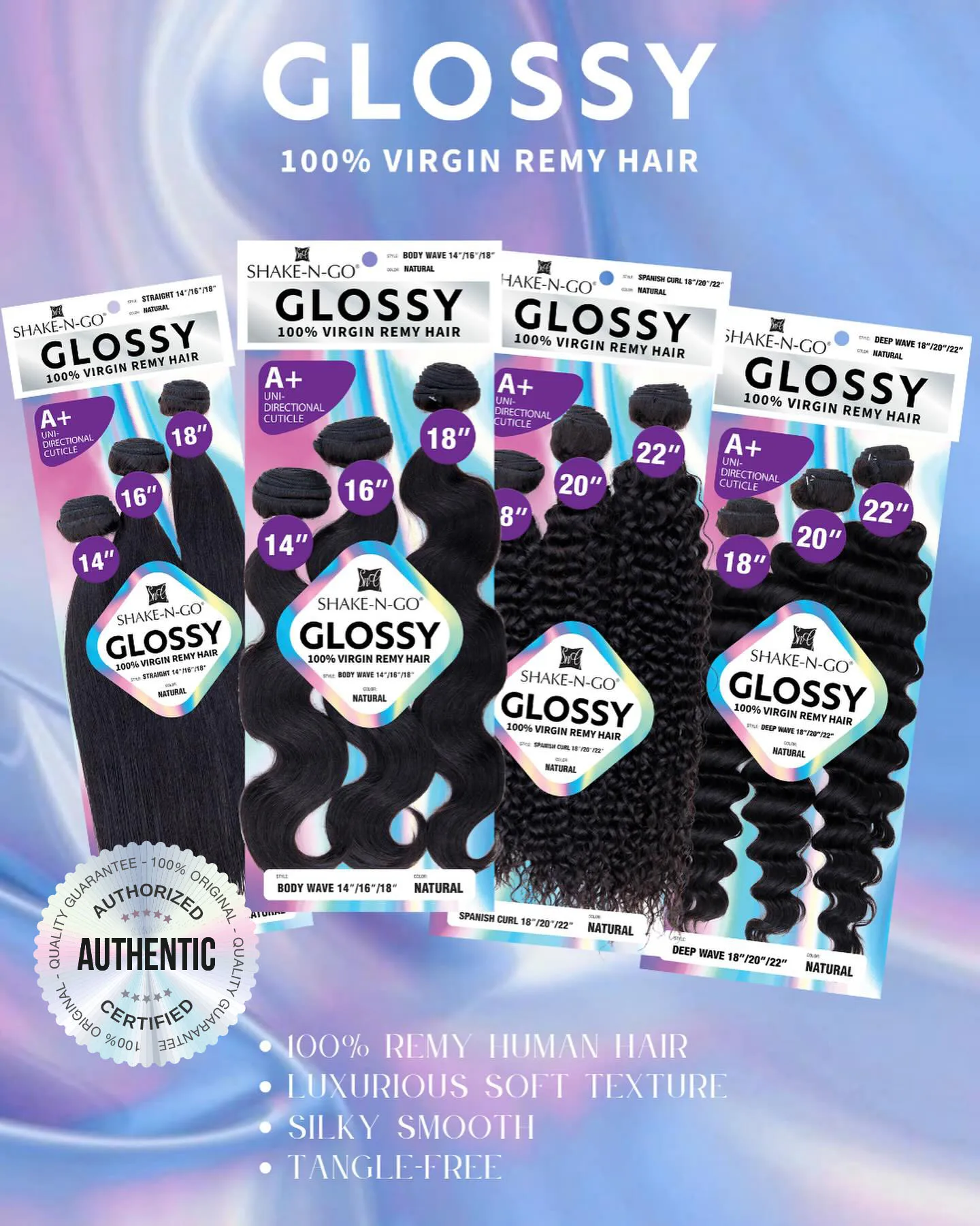 Shake-N-Go Glossy Virgin Remy Hair Weave 3 Bundles Deep Wave – Natural Shine, Full Volume, Soft Texture, Easy Styling