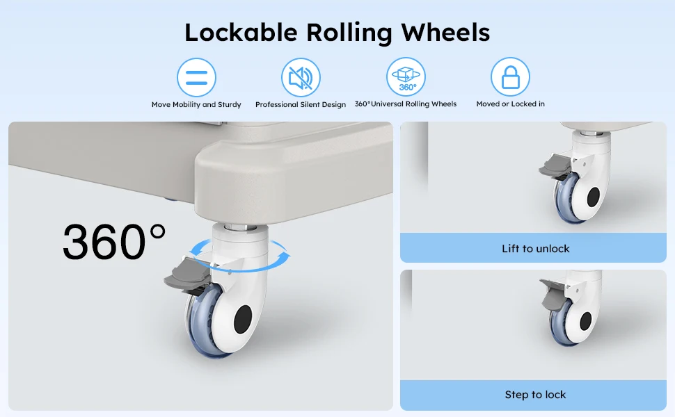 Mobile Ultrasound Trolley Cart Portable Ultrasound Imaging Scanner Vehicle Medical Beauty Storage Cart 110LBS Load with 4 Wheels