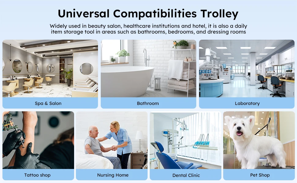 Mobile Ultrasound Trolley Cart Portable Ultrasound Imaging Scanner Vehicle Medical Beauty Storage Cart 110LBS Load with 4 Wheels