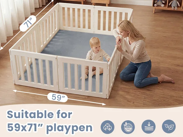 2cm Thick Baby Play Mat for Tummy Time Memory Foam Carpet Large Crawling Soft Velvet Non-Slip Nursery Rug for Floor Kids