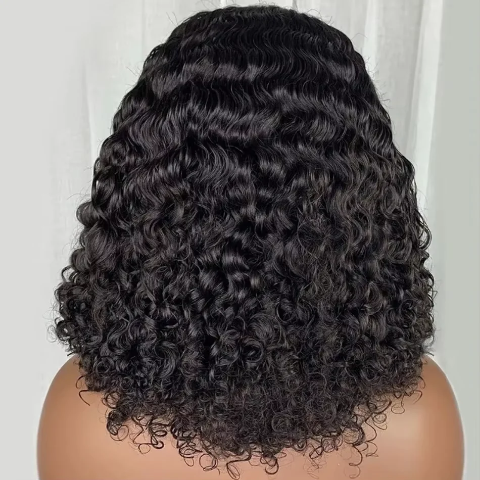 Curly Human Hair Pre Plucked Short BOB Wig 200% Density 13x4 HD Lace Front Wig Human Hair Deep Wave Brazilian Lace Frontal Wig
