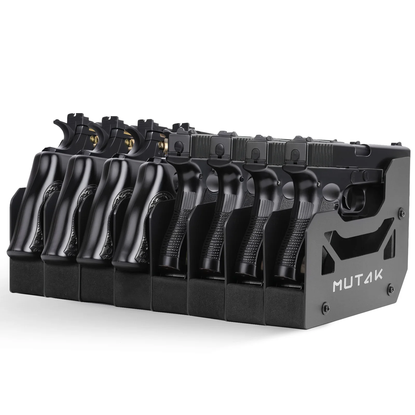 4/6/8 Slot Foam Pistol Rack for Gun Safe,Handgun Rack with Anti-slip Magnetic Strip,Firearm Revolver Storage Pistols Holder