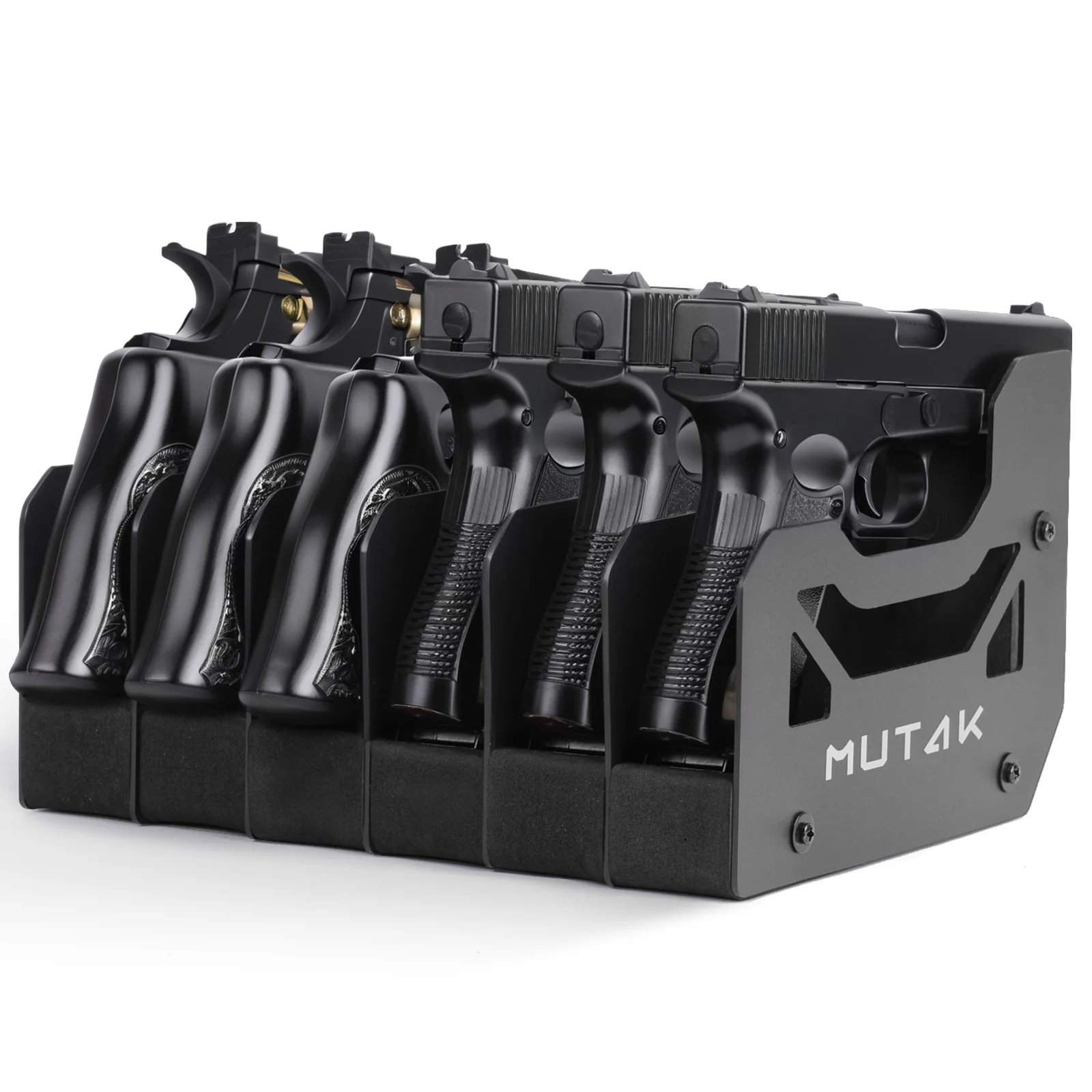 4/6/8 Slot Foam Pistol Rack for Gun Safe,Handgun Rack with Anti-slip Magnetic Strip,Firearm Revolver Storage Pistols Holder