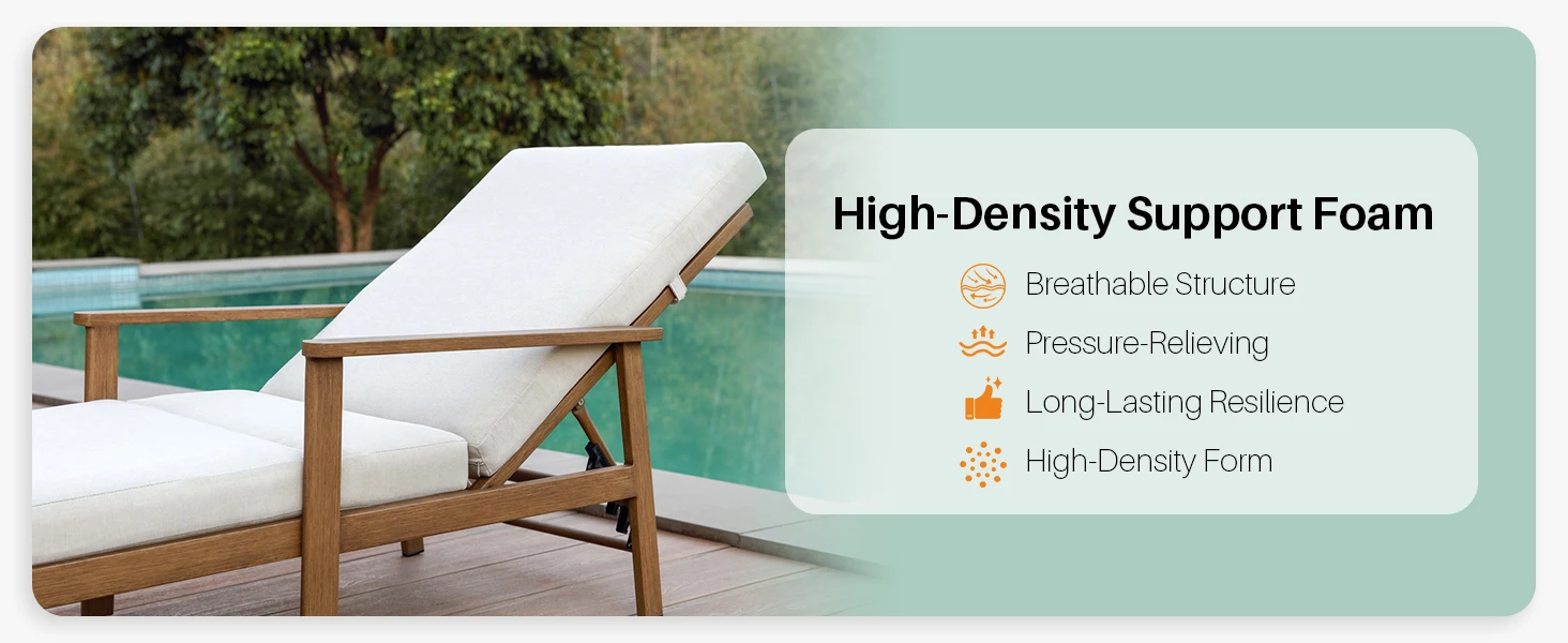 SeeHill 2-Pack Teak Aluminum Pool Chaise Lounge Chairs with Cushions, Adjustable Patio Loungers for Beach, Yard or Poolside