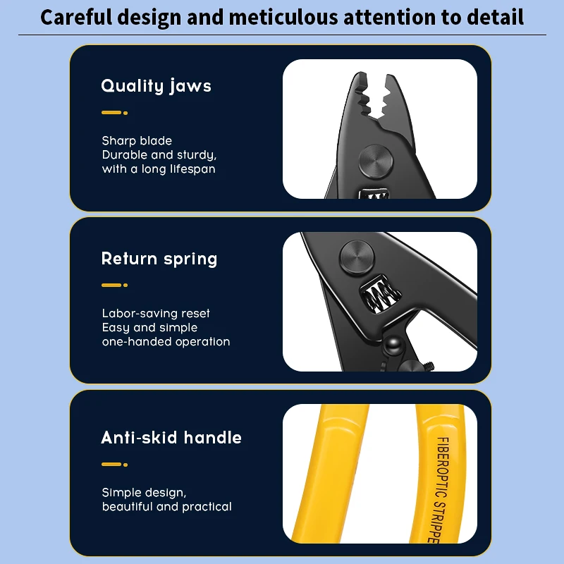 Fiber Optic Tool Kit Three-port Optical Fiber Stripper Wire Strippers Fiber Stripping Pliers Leather Wire Stripper FTTH Tools