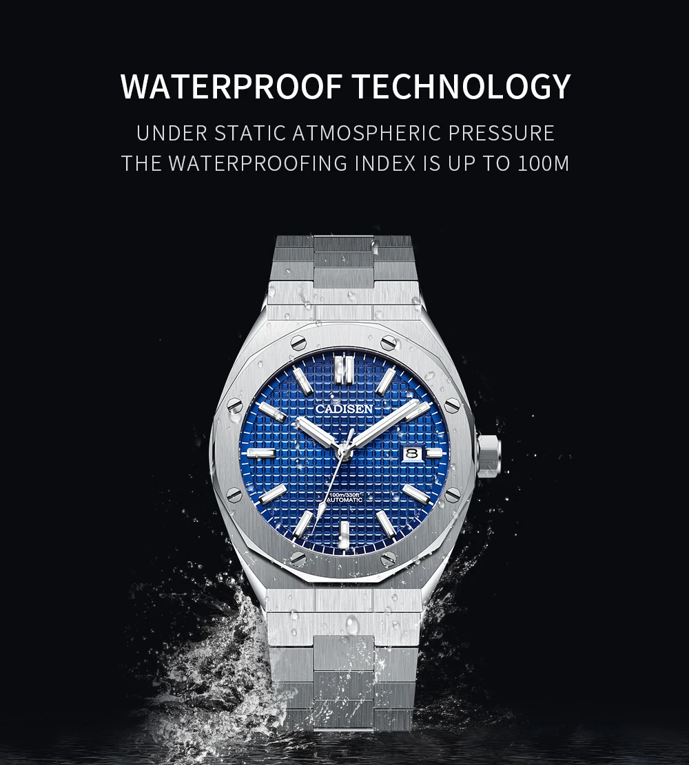 CADISEN Automatic Mens Watches Fashion Top Brand Stainless Steel Sapphire Glass MIYOTA 8215 Watch Men Mechanical Wristwatch