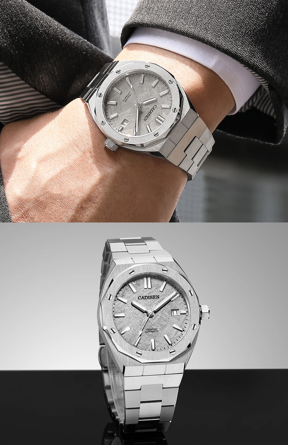 CADISEN Automatic Mens Watches Fashion Top Brand Stainless Steel Sapphire Glass MIYOTA 8215 Watch Men Mechanical Wristwatch