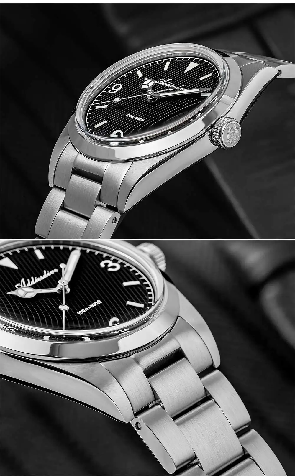 ADDIESDIVE 36mm Men Watch Luxury 200m Waterproof Super Luminous Bubble Glass Stainless Steel Wrist Watch Quartz Watches For Men