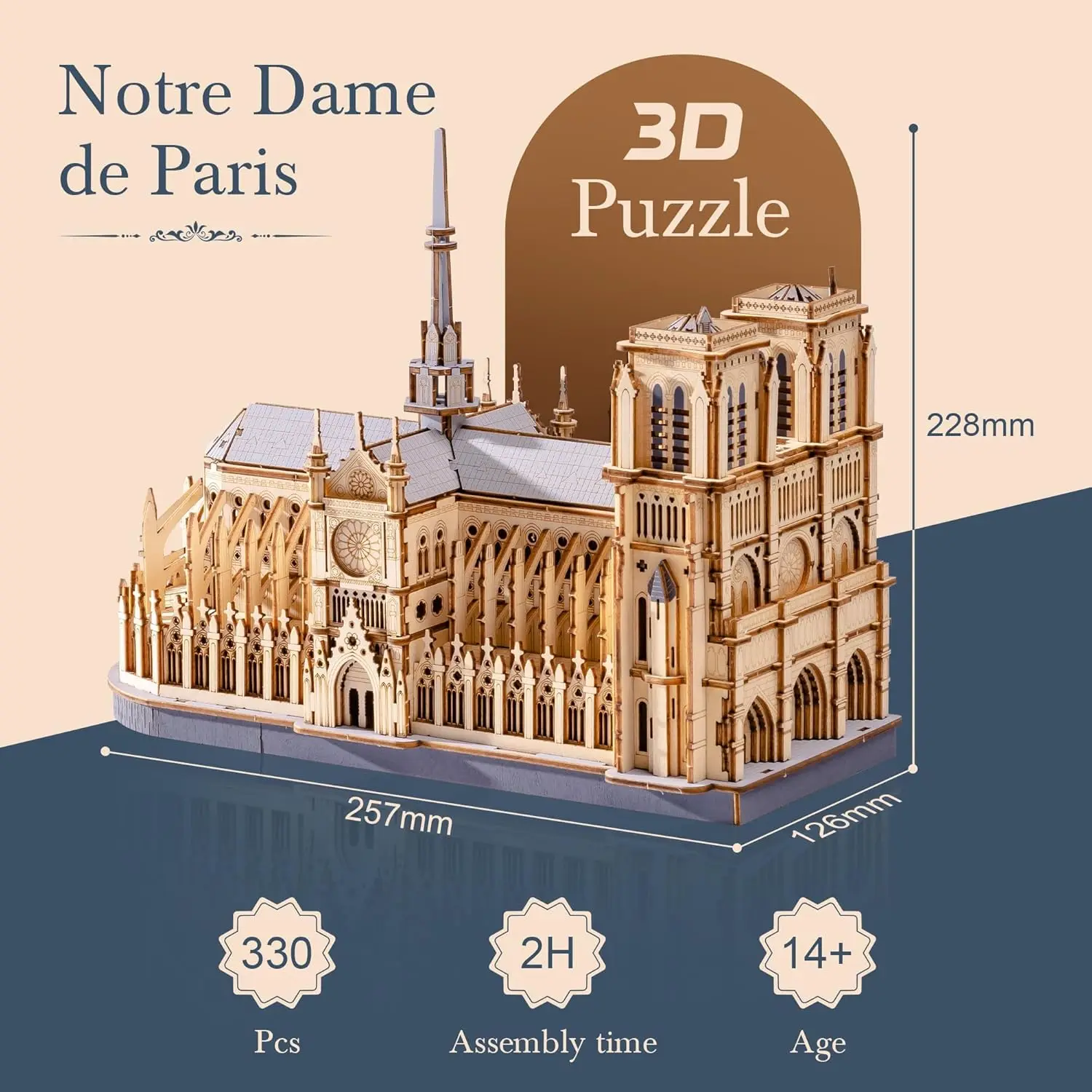 Robotime Rokr 3D Puzzle Paris Cathedral Wooden Model Kit for Adults to Build DIY Toy Building Construction Craft Kits Ideal Gift