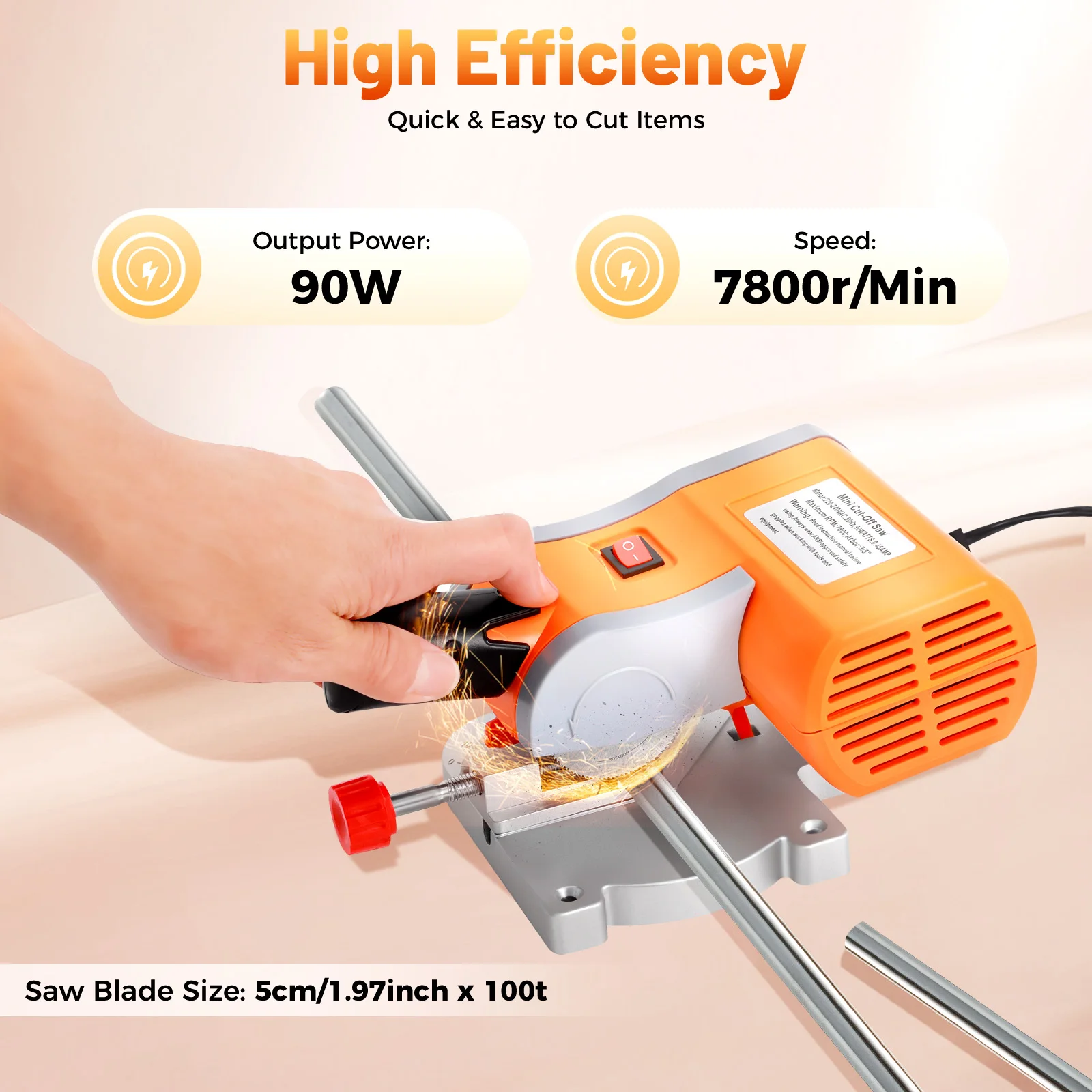 Mini Cut-off Saw 7800RPM 90W 220V/110V Electric Cutting Machine Adjustable 0-45° Angle for Wood Plastic Stone Metal DIY Craft