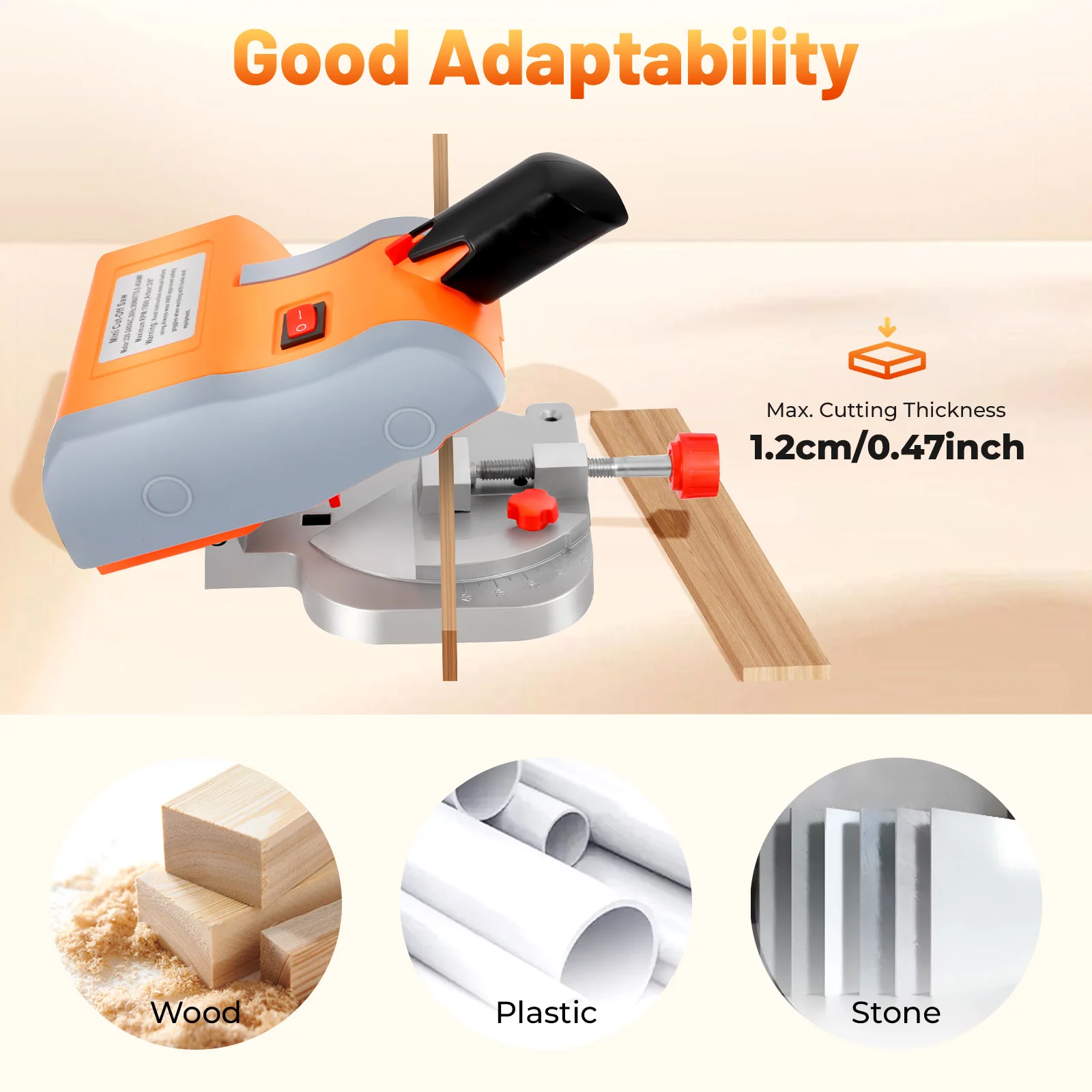 Mini Cut-off Saw 7800RPM 90W 220V/110V Electric Cutting Machine Adjustable 0-45° Angle for Wood Plastic Stone Metal DIY Craft