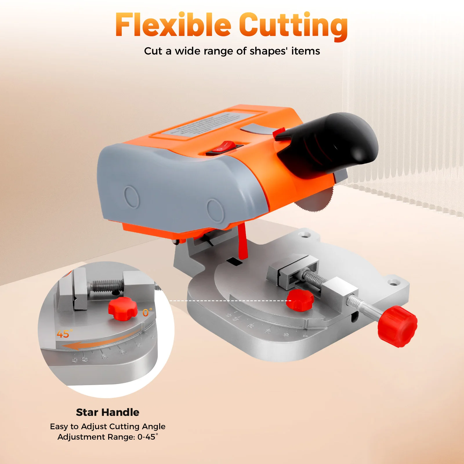Mini Cut-off Saw 7800RPM 90W 220V/110V Electric Cutting Machine Adjustable 0-45° Angle for Wood Plastic Stone Metal DIY Craft