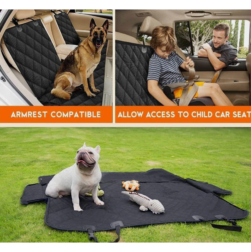 Universal Size Cat Dog Car Seat Cover Waterproof Back Seat Protector Non-Slip with 2 Dog Seat Belts Adjustable Pet Seat Cover