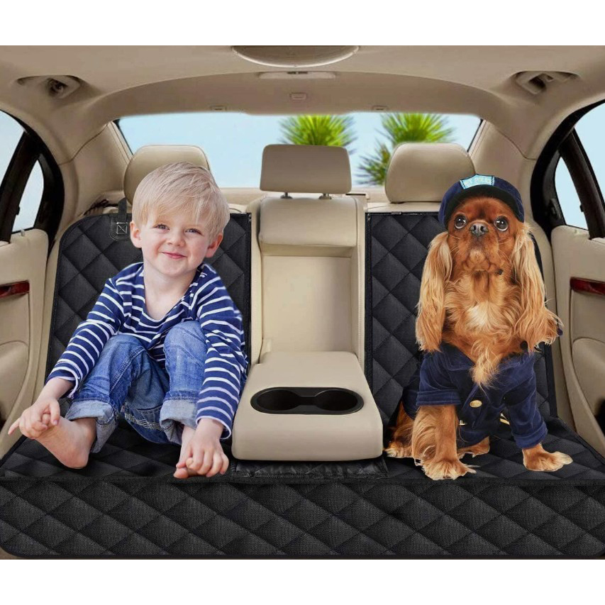 Universal Size Cat Dog Car Seat Cover Waterproof Back Seat Protector Non-Slip with 2 Dog Seat Belts Adjustable Pet Seat Cover
