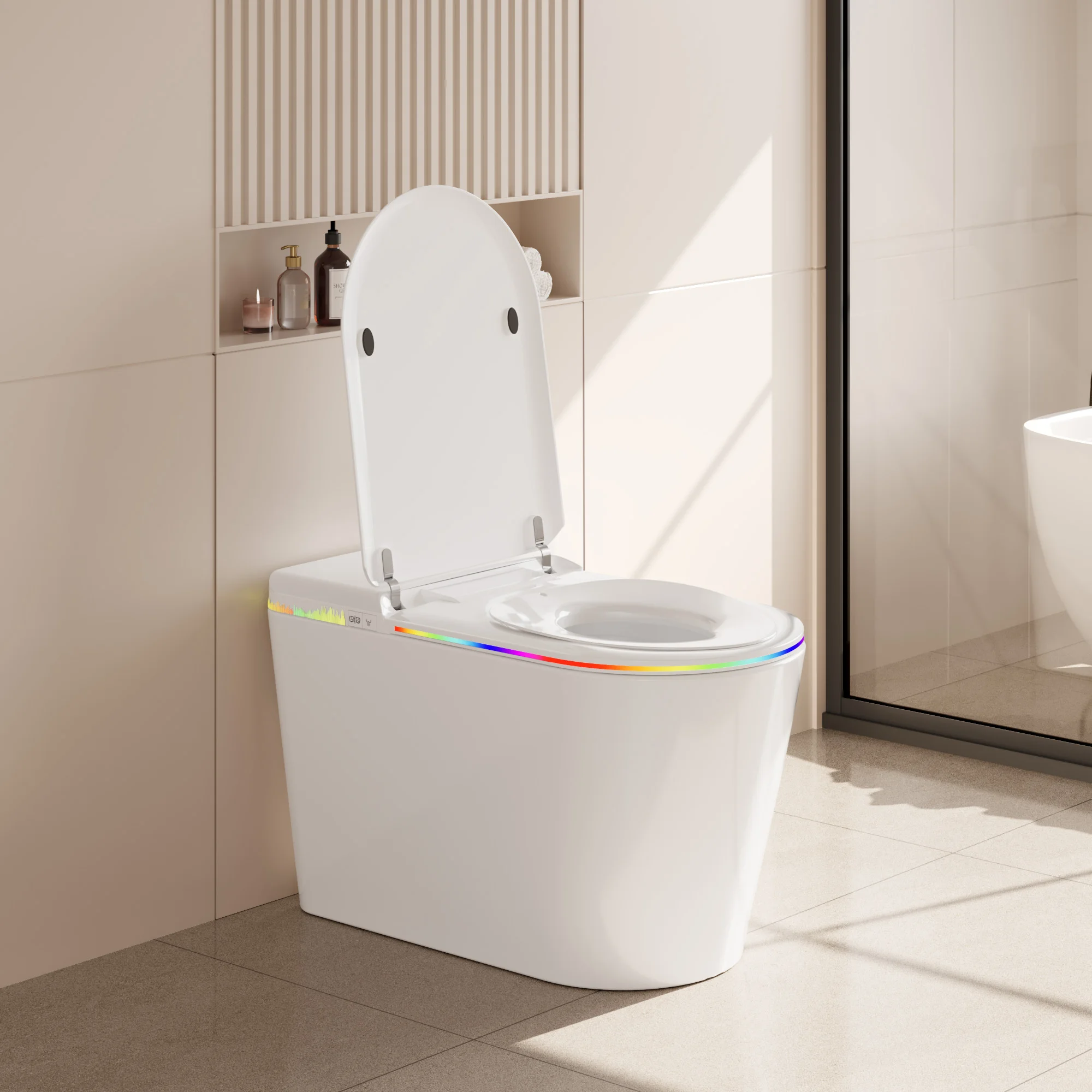 Smart Bidet Toilet Seat Heated Seat Self-Cleaning Nozzle Foam Shield Automatic Lid LED Display Remote Control for Kids Adults