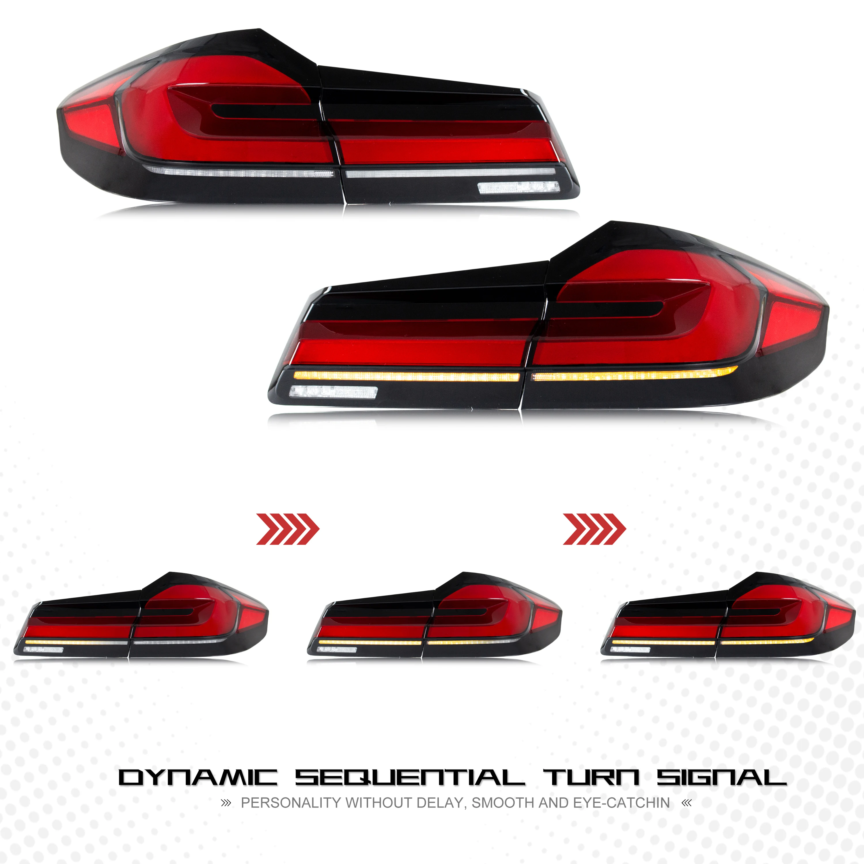 LED LCI Tail Lights for BMW 5-Series G30 F90 M5 5er 520i 530i 540i 2017-2020 Sequential Turn Signal Rear Lamps Assembly
