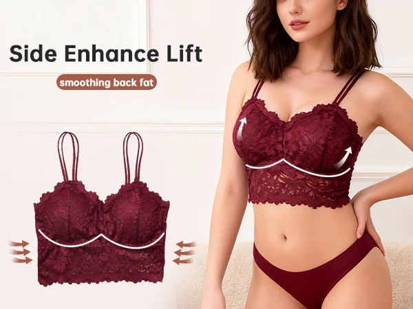 4pcs Women'S Sexy Lace Bra & Panty Set, Breathable & Comfortable, Removable Bra, Stretchy Lingerie Set