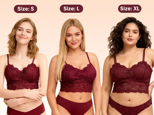 4pcs Women'S Sexy Lace Bra & Panty Set, Breathable & Comfortable, Removable Bra, Stretchy Lingerie Set
