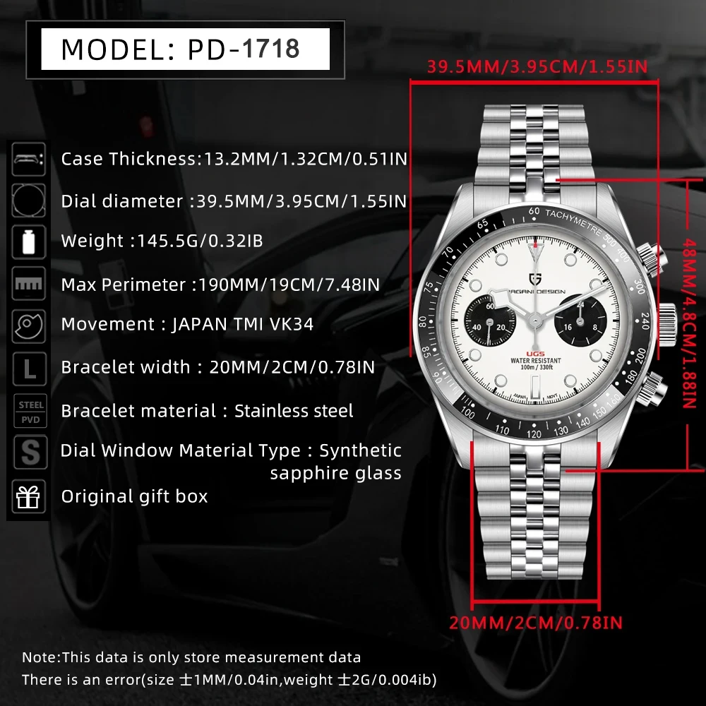 PAGANI DESIGN Men Watches New Pink BB Panda Dial Chronograph Fashion Luxury Quartz Watch For Men VK64 Movt Waterproof Watch 2026