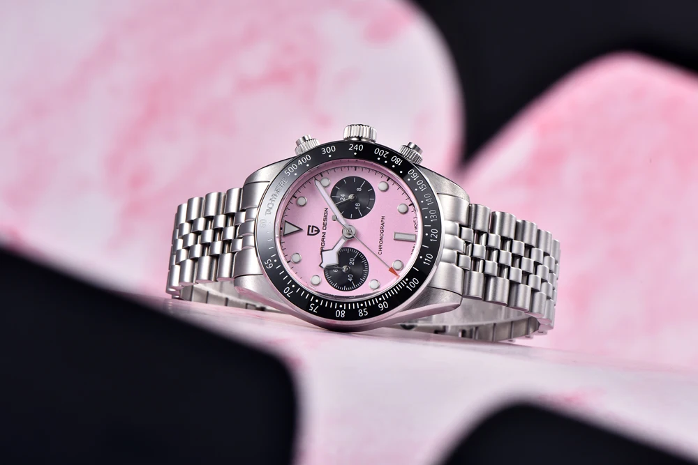 PAGANI DESIGN Men Watches New Pink BB Panda Dial Chronograph Fashion Luxury Quartz Watch For Men VK64 Movt Waterproof Watch 2026