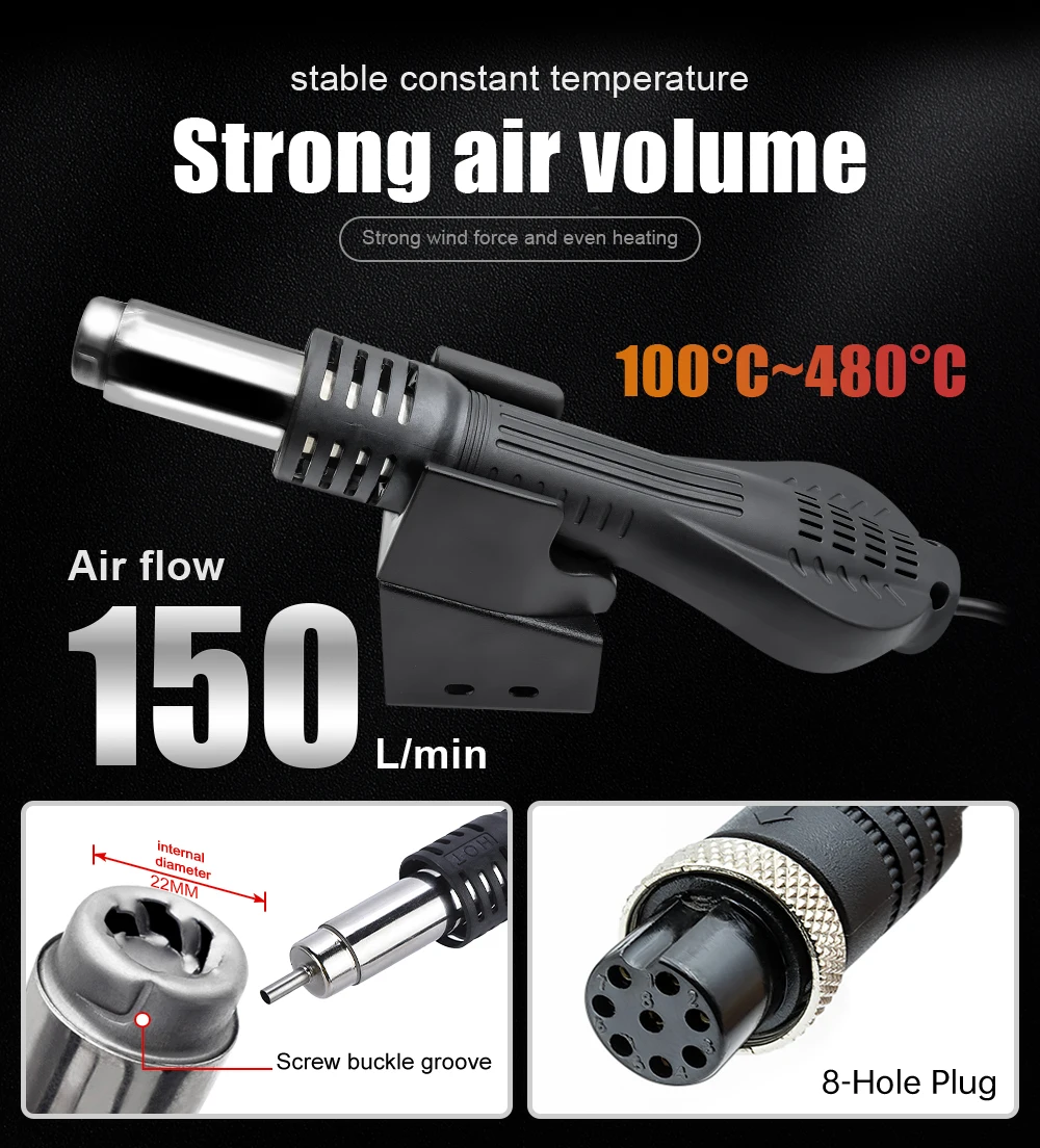 JCD 8858 Micro Hot Air Gun 750W Rework Soldering Station LCD Digital Hair Dryer For Soldering 110V Heat Gun Welding Repair Tools