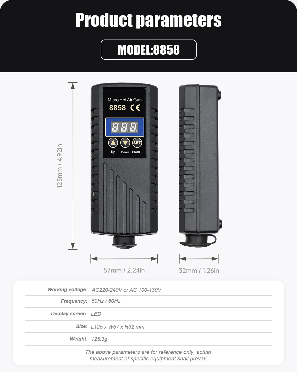 JCD 8858 Micro Hot Air Gun 750W Rework Soldering Station LCD Digital Hair Dryer For Soldering 110V Heat Gun Welding Repair Tools