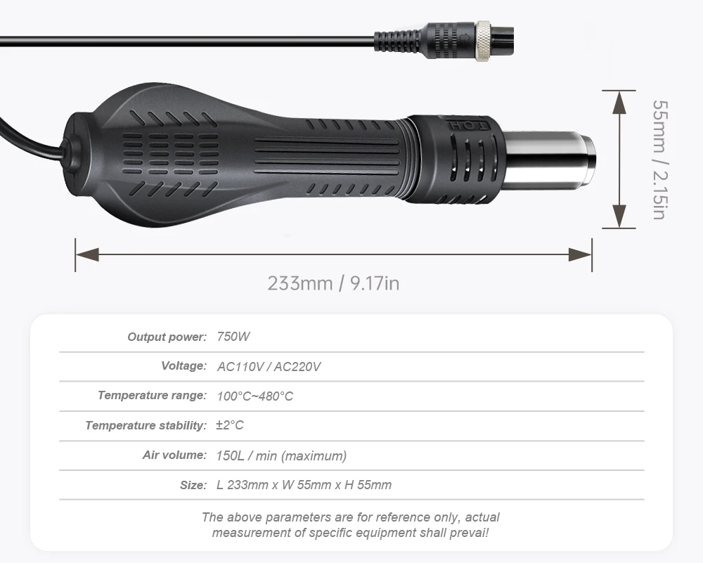 JCD 8858 Micro Hot Air Gun 750W Rework Soldering Station LCD Digital Hair Dryer For Soldering 110V Heat Gun Welding Repair Tools