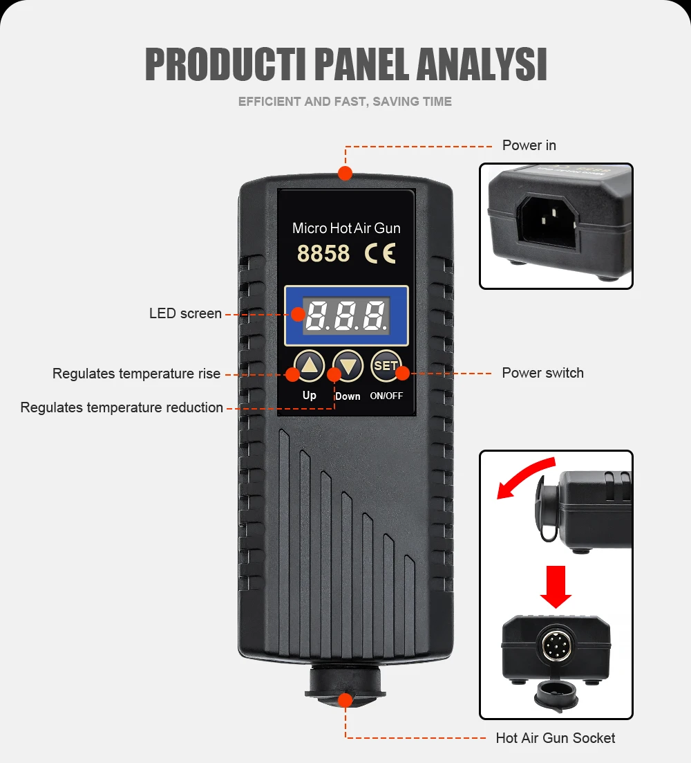JCD 8858 Micro Hot Air Gun 750W Rework Soldering Station LCD Digital Hair Dryer For Soldering 110V Heat Gun Welding Repair Tools