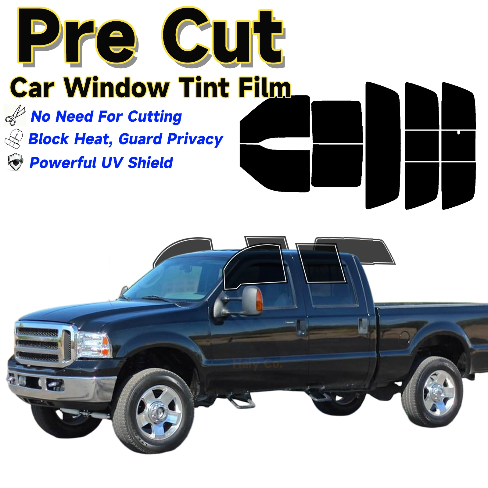 Car Window Solar Uv Protector Privacy Tint Film for Ford F250 F350 Crew Cab 1999 2000 2001-2007 Pre Cut Window Tint Sun Block