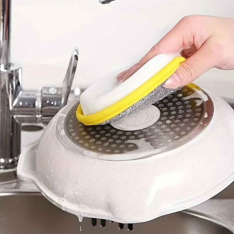 10pcs Dual-Sided Kitchen Sponge Scrubber, Cleaning Tool for Pans & Dishes