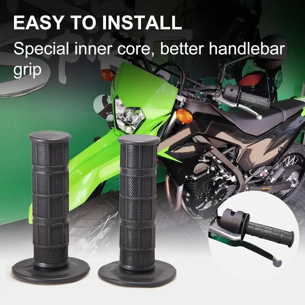 7/8" Motorcycle Hand Grips Dirt Bike Grips or CR YZ WR KX KLX Pit-Bike, Sot Rubber Hand Handlebar Grip,Black