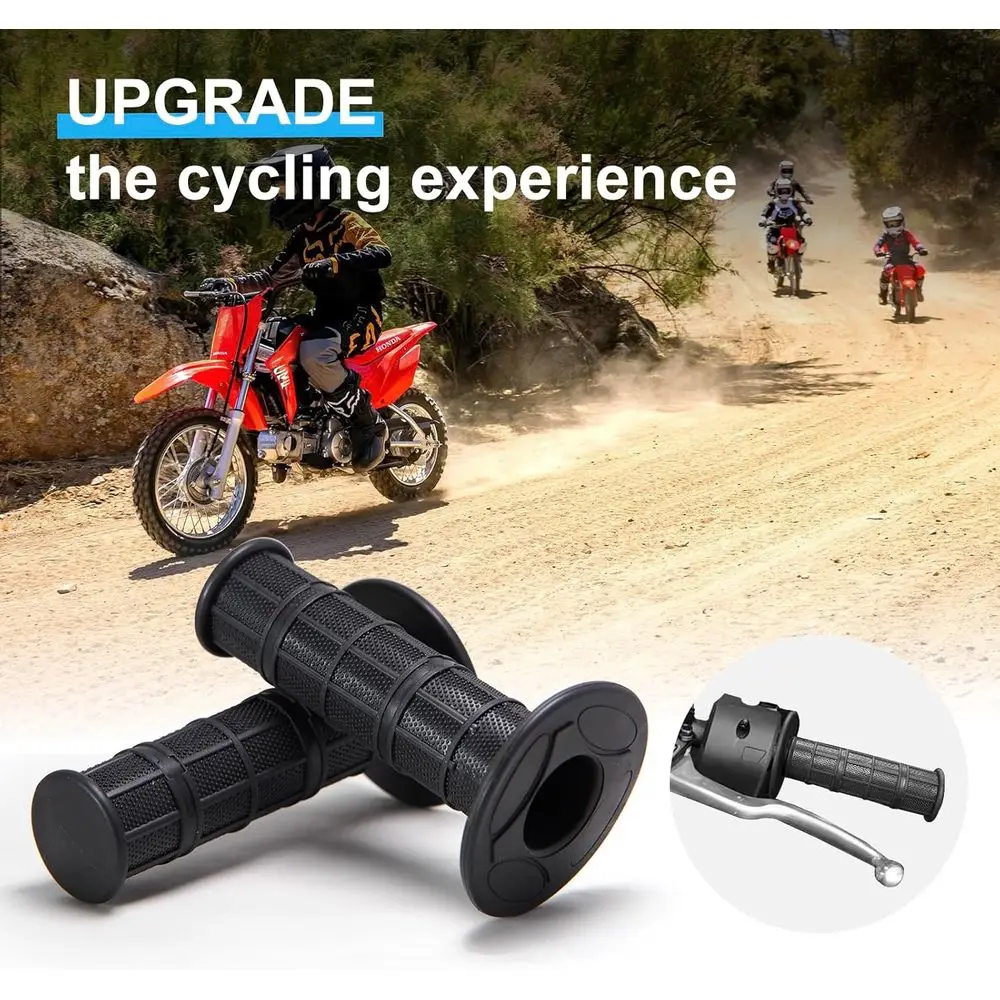 7/8" Motorcycle Hand Grips Dirt Bike Grips or CR YZ WR KX KLX Pit-Bike, Sot Rubber Hand Handlebar Grip,Black