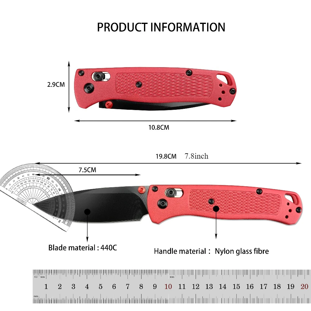 Multi-color BM 535 Bugout Folding Knife with Self-locking Landing Blade V-shaped Grinding Edge and Thumb Clip Ergonomic Handle