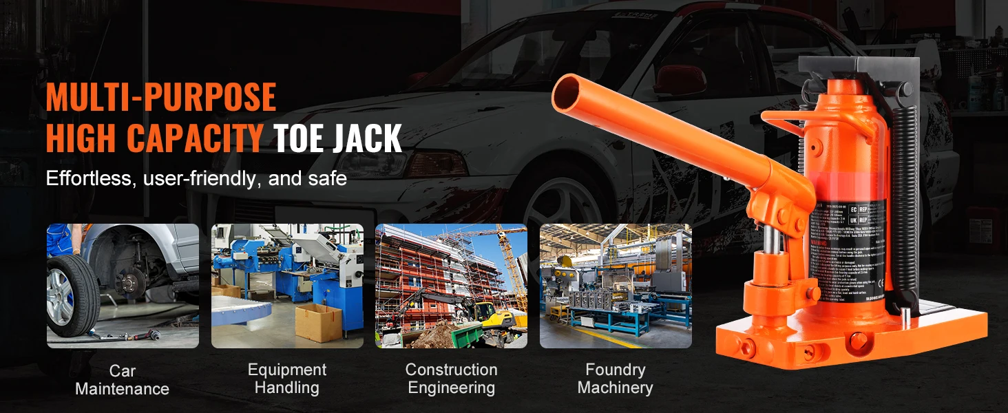 SucceBuy Hydraulic Toe Jack 2.5T Toe Jack Lift 0.8-5.3in Toe Height 8.9-13.4in Top Height, Air Hydraulic Claw Jack for Machinery