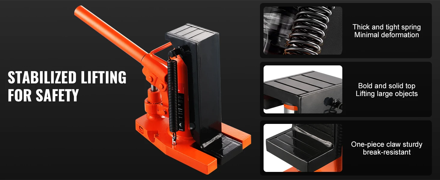 SucceBuy Hydraulic Toe Jack 2.5T Toe Jack Lift 0.8-5.3in Toe Height 8.9-13.4in Top Height, Air Hydraulic Claw Jack for Machinery