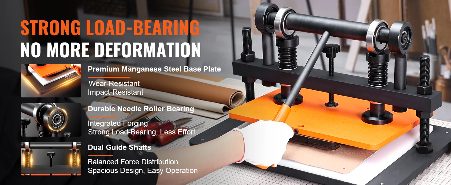 SucceBuy Leather Cutting Machine Embossing Plate Manual Die Cutter 0.47 in Pressure Stroke Leather Embossing Machine
