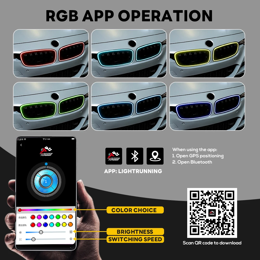 Upgrade Grille For BMW 3 Series F30 2013-2018 2013 2014 2015 2016 2017 2018 Grille Lights RGB Color