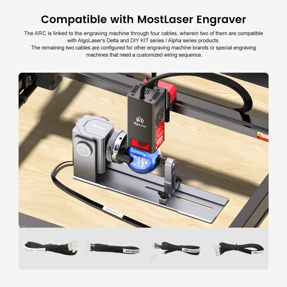AlgoLaser Multi-function Rotary 4in1 Rotary Kit for Laser Engraver Gripping Cylindrical Rings Spherical Objects Rotary Engraving