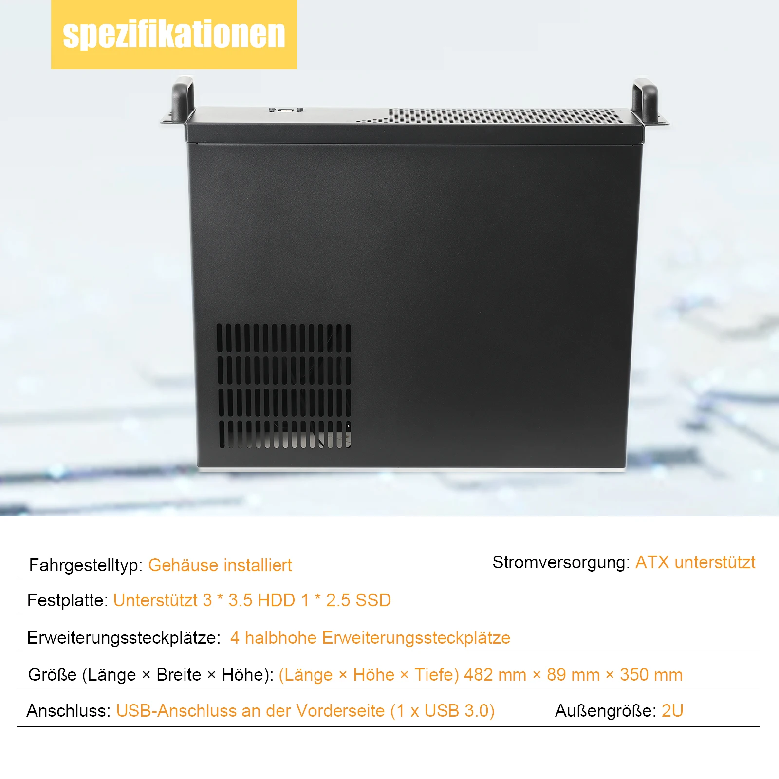 2U Chassis Aluminum Panel Ultra Short Industrial Control Server Chassis Data Storage Motherboard Server Case