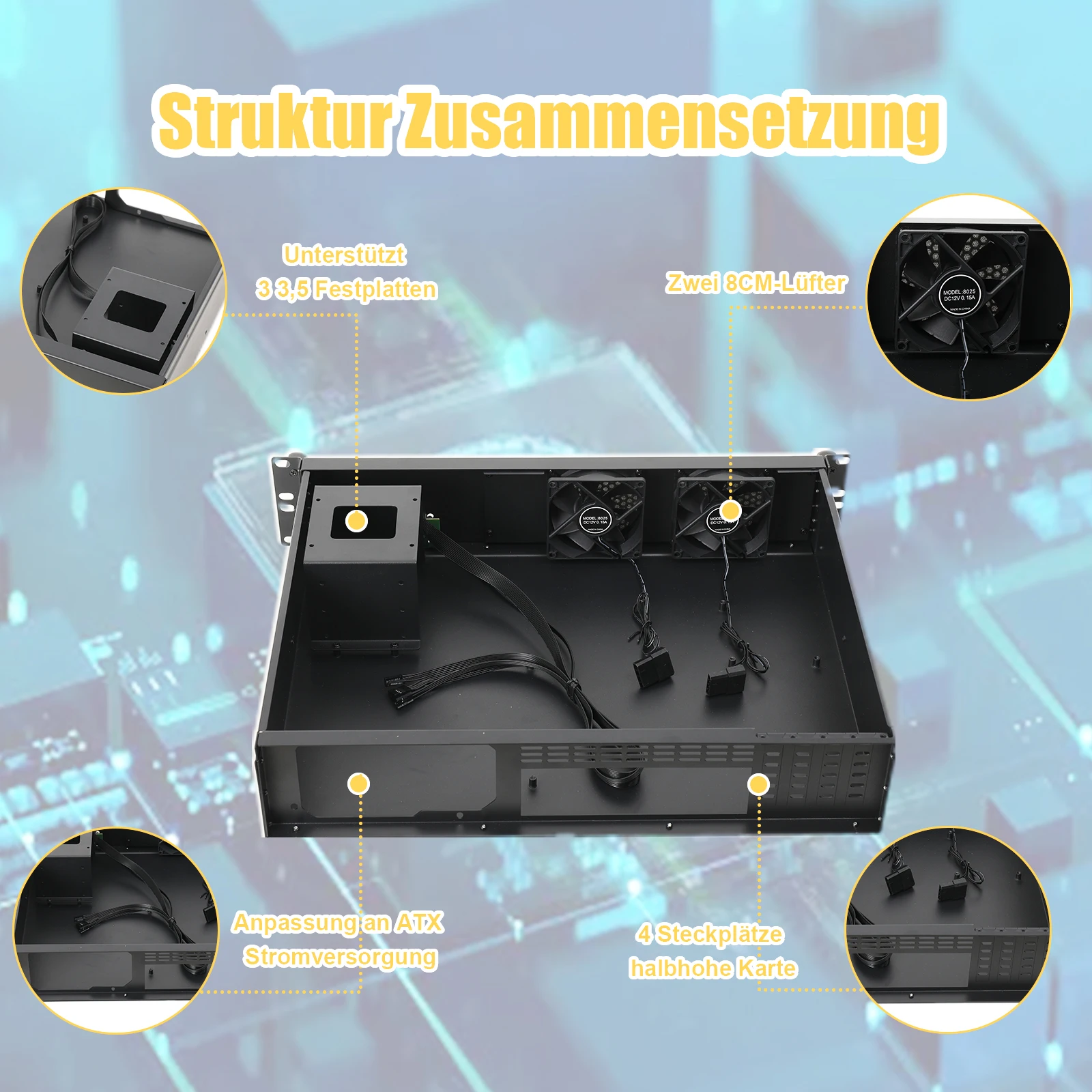 2U Chassis Aluminum Panel Ultra Short Industrial Control Server Chassis Data Storage Motherboard Server Case