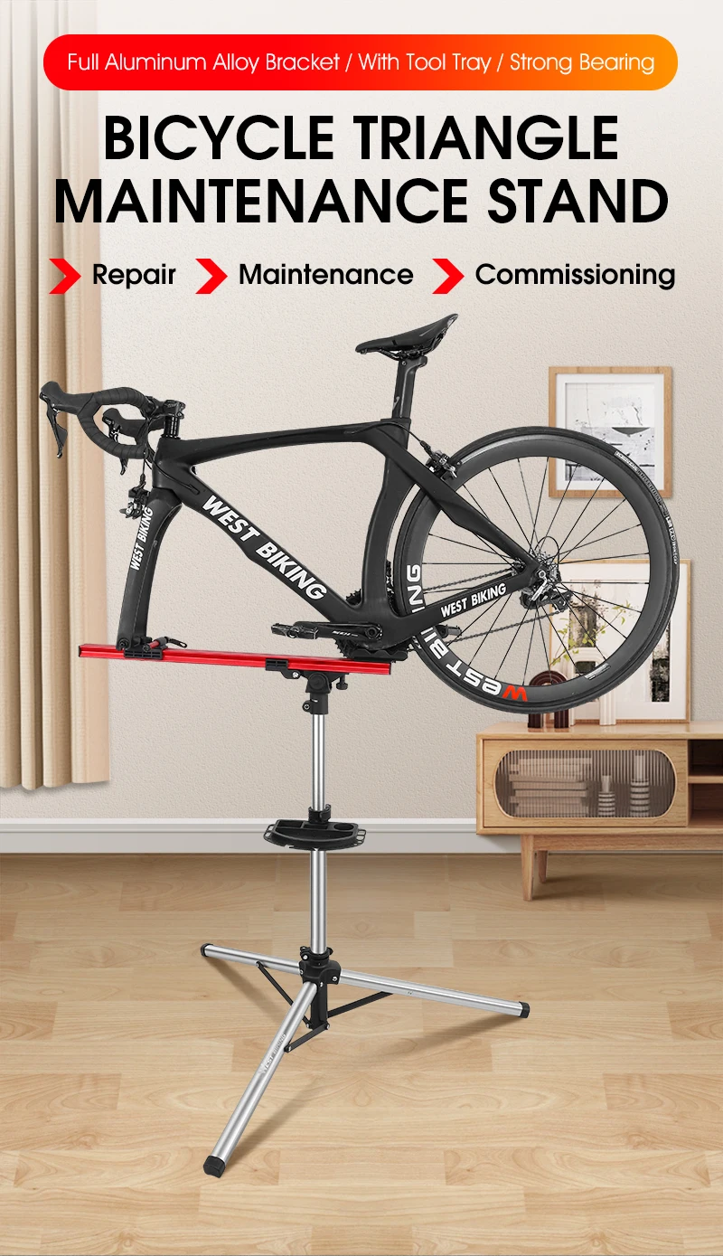 WEST BIKING Professional Mechanic Bike Repair Stand MTB Road Bicycle Maintenance Workstand Foldable Adjustable Wash Bike Rack