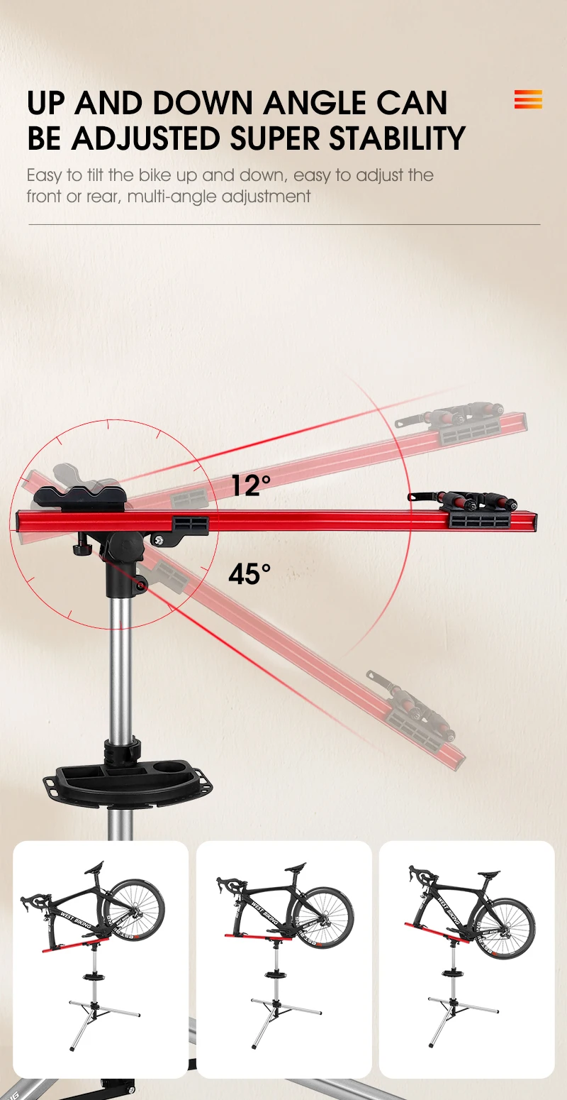 WEST BIKING Professional Mechanic Bike Repair Stand MTB Road Bicycle Maintenance Workstand Foldable Adjustable Wash Bike Rack