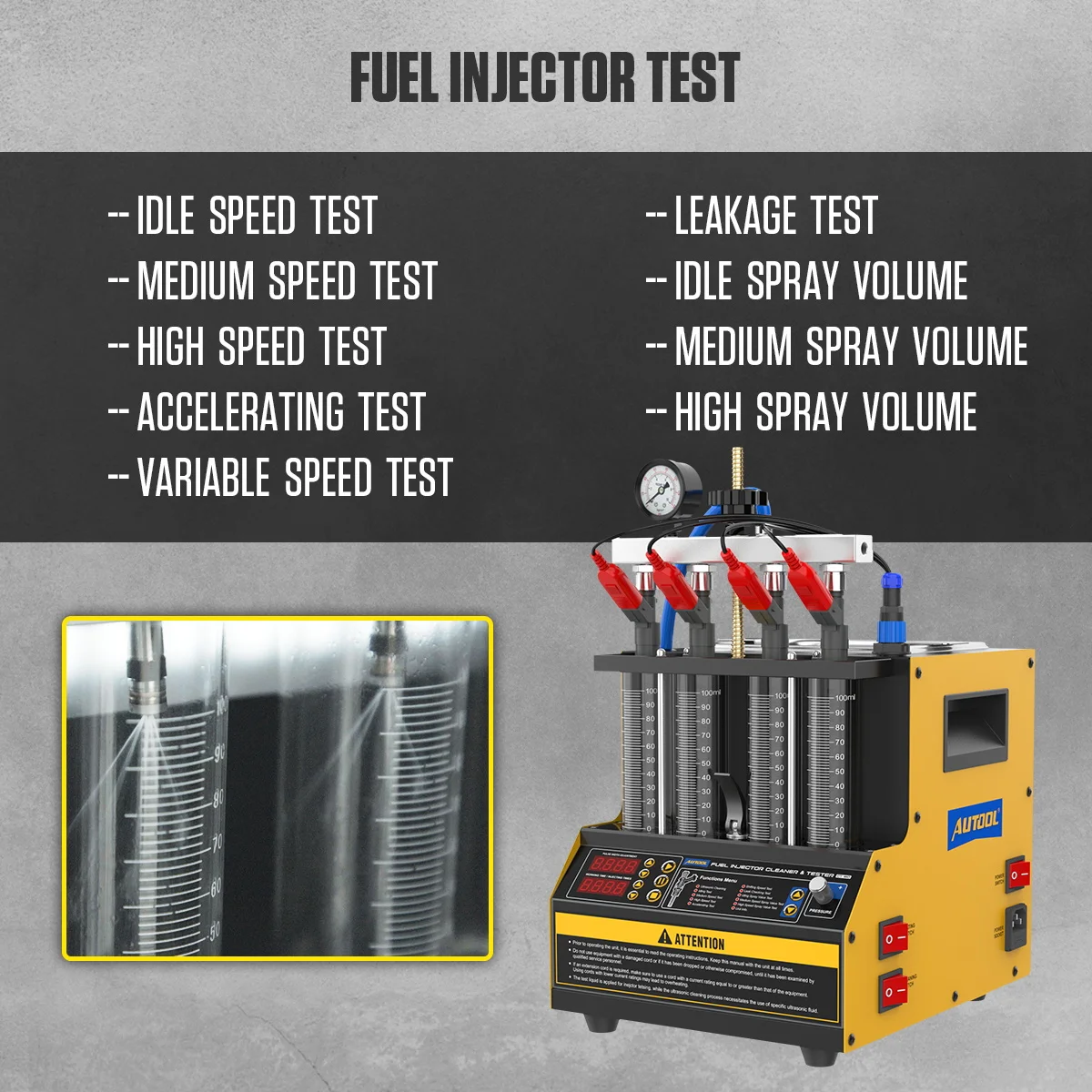 AUTOOL CT160 Car Injector Heated Cleaning Machine Injectors Machine Automotive Injector Nozzle Cleaning Tester Machine