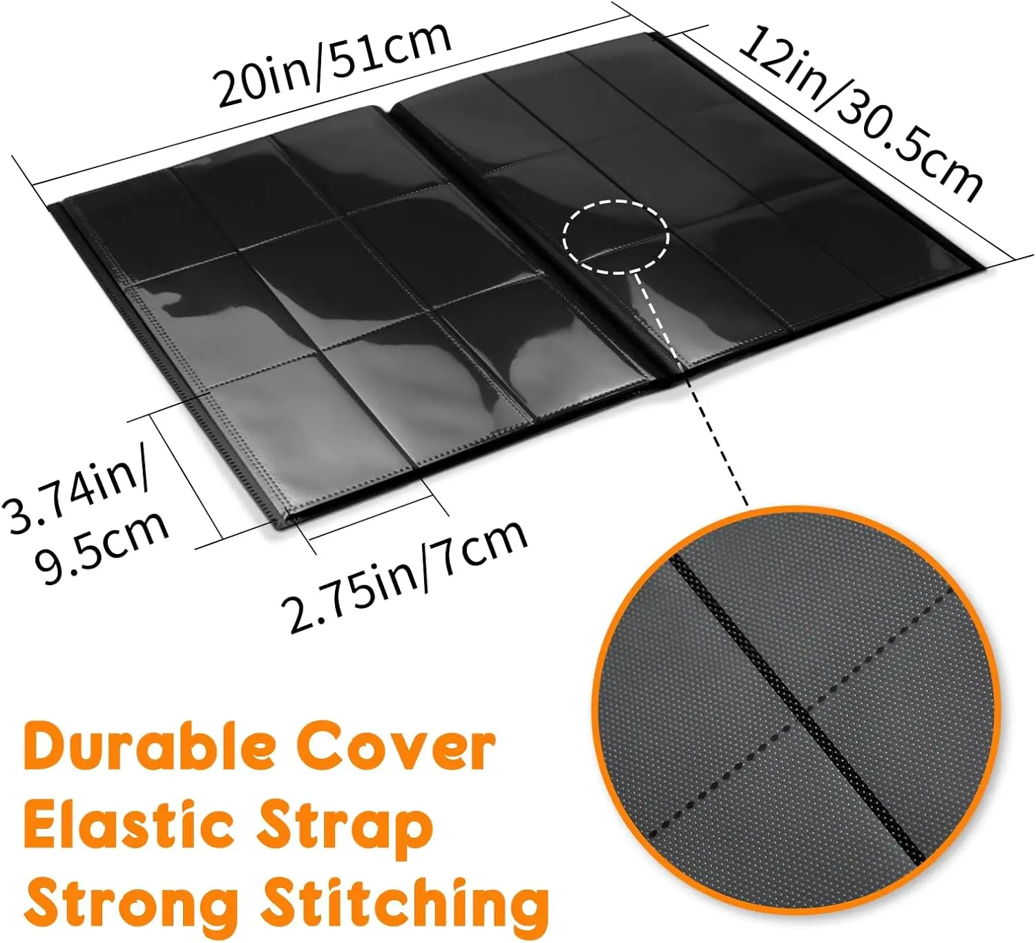 Trading Card Binder 360 Card Holder with Side Loading Sleeves for MTG TCG Sports Cards, Black