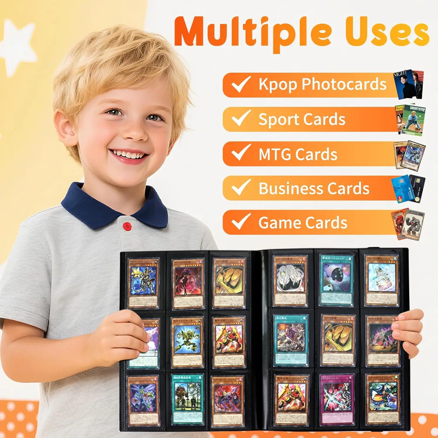 Trading Card Binder 360 Card Holder with Side Loading Sleeves for MTG TCG Sports Cards, Black